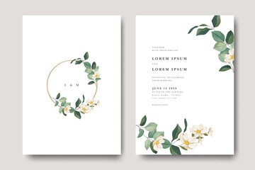 elegant wedding invitation card with leaf design template © Dream4