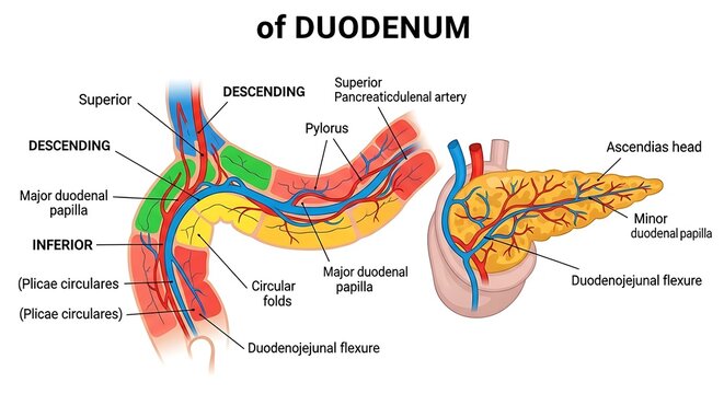 Anatomy of the human duodenum intestine.