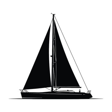 Sailboat on water with large mainsail and jib sail raised