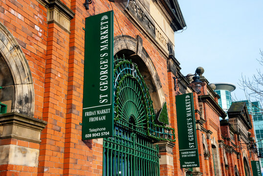 St. Georges Market Belfast, an historic Victorian red-brick building which houses the best indoor market in Ireland and the UK