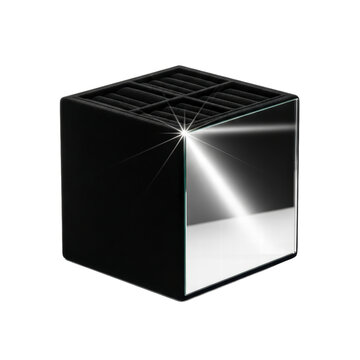 Modern black knife block with reflective surface