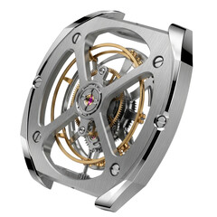 Obraz premium Luxury watch movement mechanism tourbillon close up