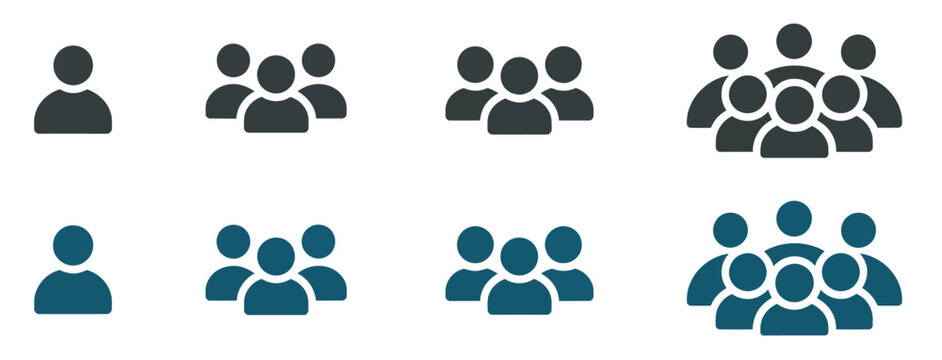 Group of people icons showing different sizes of teams and community representation.