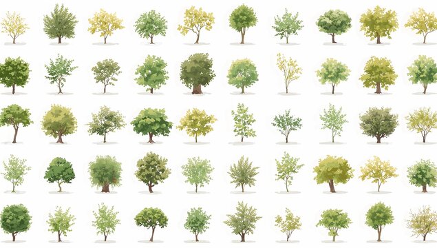 Diverse Collection of Trees in a variety of shapes and sizes