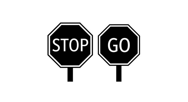 Stop and Go Road Signs Minimal Vector Illustration