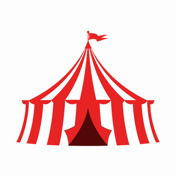 Red and White Striped Circus Tent Vector Illustration