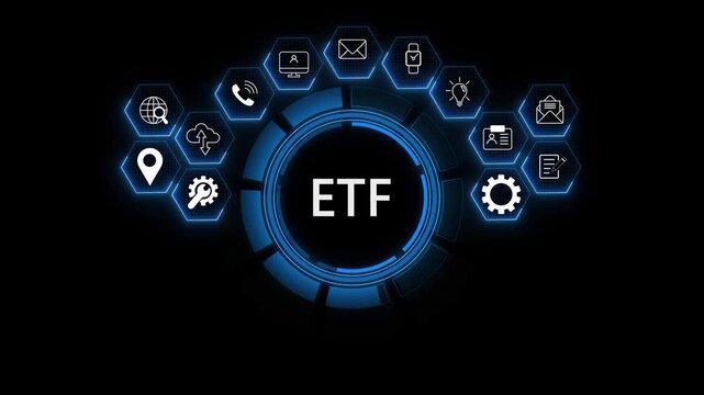 Exchange traded fund stock market trading investment financial concept. ETF. animation on transparent background.