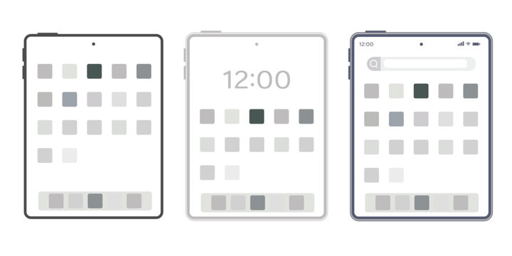 Vertical Tablet Screen UI Set Soft Gray