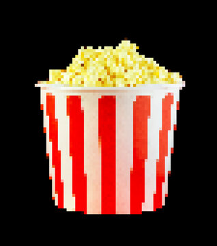Pixel art popcorn tub for retro gaming