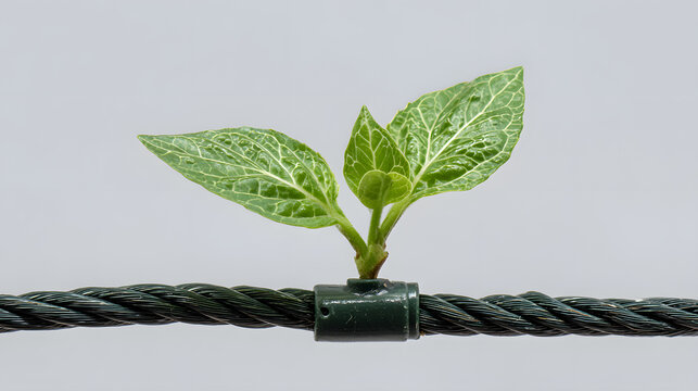 Sustainable telecom infrastructure concept featuring eco-friendly network cabling.