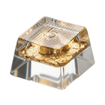 Luxury keycap with number 5 and gold leaf design