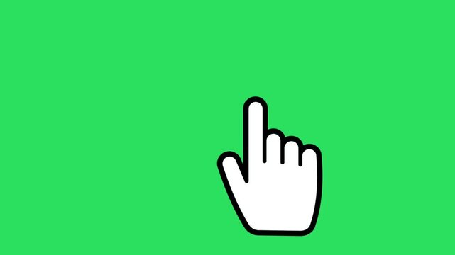 Animation white mouse cursor on green screen.