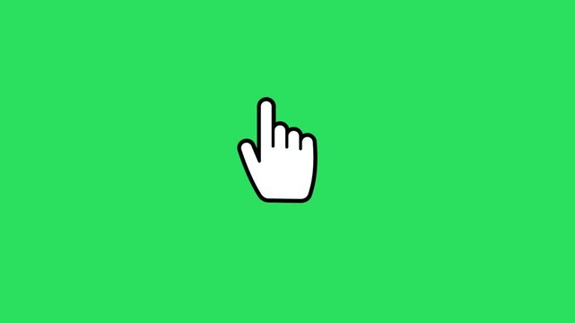 Animation white mouse cursor on green screen.