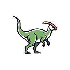 Fototapeta premium Cartoon Parasaurolophus dinosaur illustration isolated on white background.