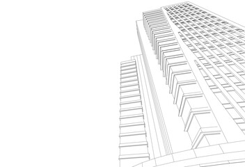 Fototapeta premium Modern architecture. Building concept sketch.