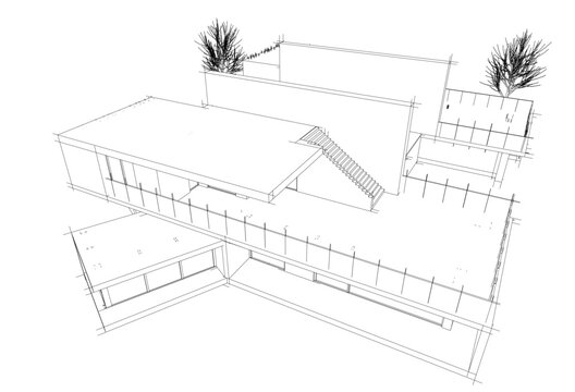 Modern architecture. Building concept sketch.