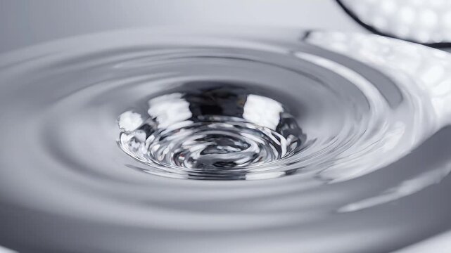 Liquid Metal Flowing into a Smooth Swirl on a Reflective Surface