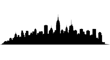 Obraz premium Black City Skyline Silhouette Illustration on White Background