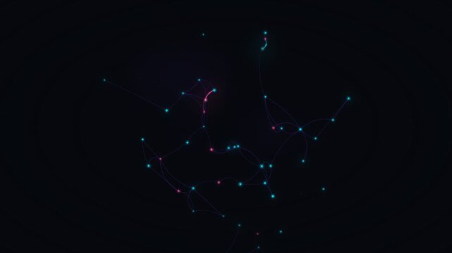 Glowing Teal Magenta Constellation Network on Dark Minimalist Background