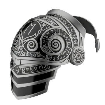 Viking armor shoulder pauldrons with runes and celtic knotwork