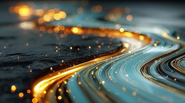 Dynamic Molten Metal Waves Interacting with Digital Circuitry (AI Generated)