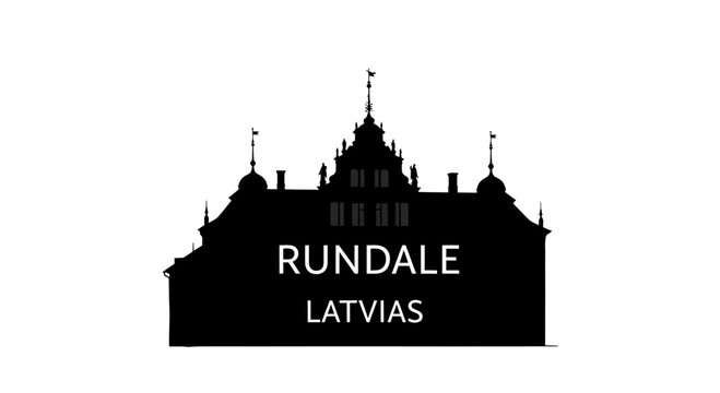 Black silhouette vector illustration of a grand historic palace