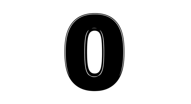Stylized number 0 with white outline detail isolated on white