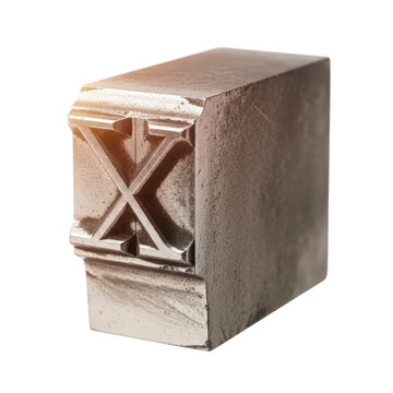 Vintage metal letterpress type block with letter X