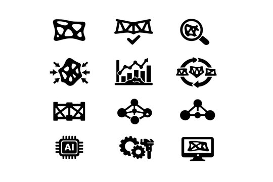 Icon per generation topology icons workflow image simple equally black vector detailed