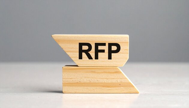 RFP Acronym Printed on Wooden Blocks Against a Neutral Gray Background
