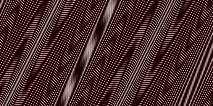 an optical illusion with wavy, parallel lines in white over a dark maroon background.