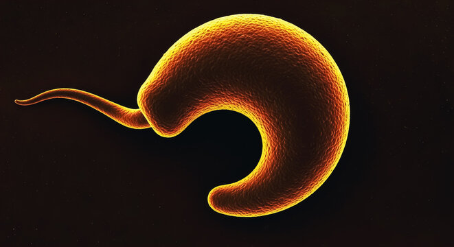 Microscopic protozoan organism with flagellum