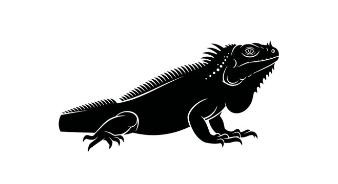 Iguana lizard silhouette vector illustration on white background