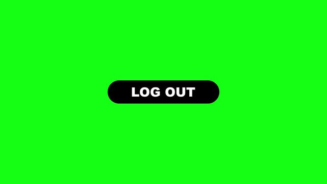 Log out button click animation with mouse cursor on green screen for ui ux logout