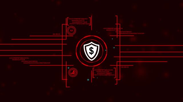 futuristic financial security protection. future of digital banking: high-tech hud animation. sci-fi visualization of a secure financial network. ai-powered secure payment and transaction interface.4k