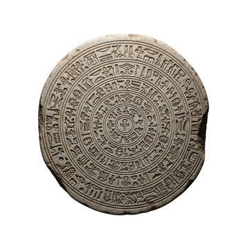 Ancient Egyptian Hieroglyphs on a Stone Disc