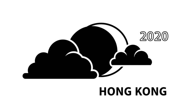 Hong Kong 2020 Solar Eclipse Vector Illustration Design