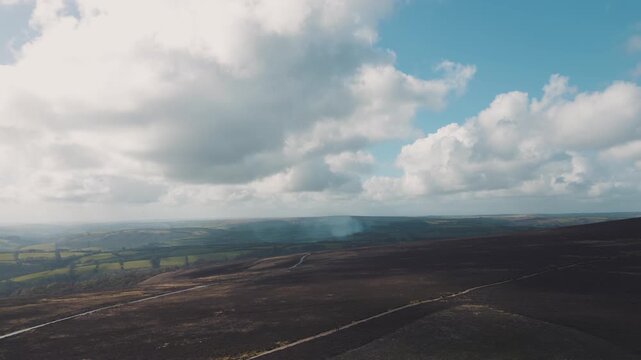Aerial landscape of Exmoor National Park, UK