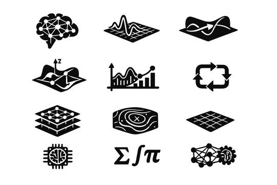 Mathematics fill vector diagram neural black field generation icon image simple isolated