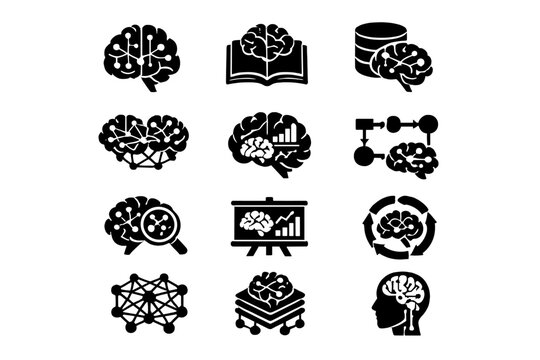 Vector generation icons image chart knowledge systems neural simple all memory structure