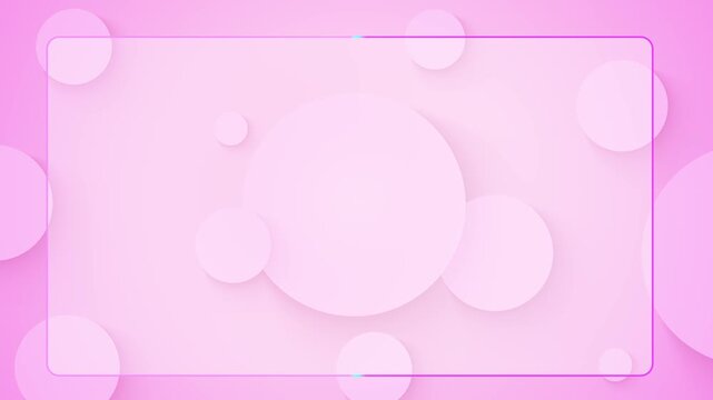 Soft pink bubble border rectangle, pale circular shapes, bright center area. open center space. for title videos, beauty promos, social media posts, kids intros, greeting slides, and clean overlays.