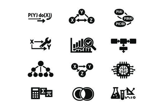 Intervention icon calculus diagram analytics uniform vector depicting causal do