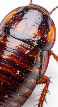 Close up of a cockroach exoskeleton showing glossy chitin texture
