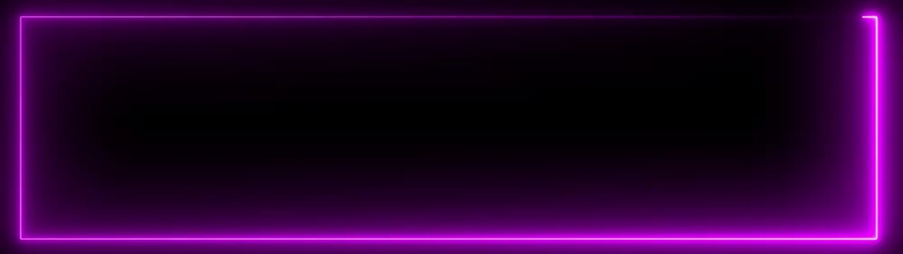 Glowing neon purple rectangular border frame animation with smooth light motion overlay
