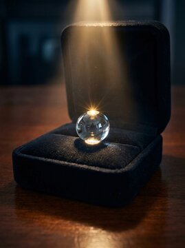 Water scarcity and corporate stewardship concept featuring water droplet presented inside luxury jewelry box