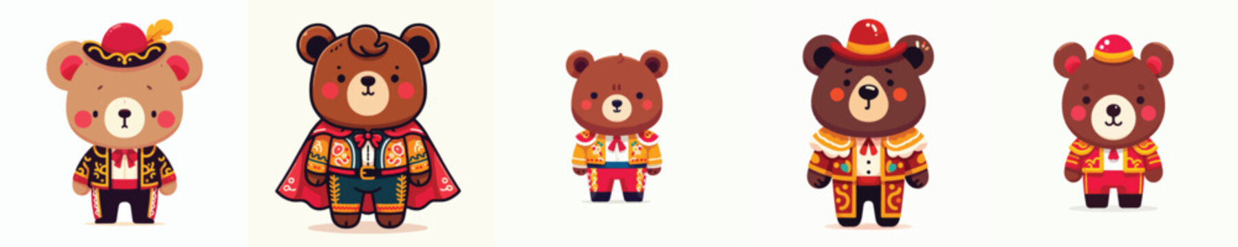 cute bear vector in Spanish matador costume