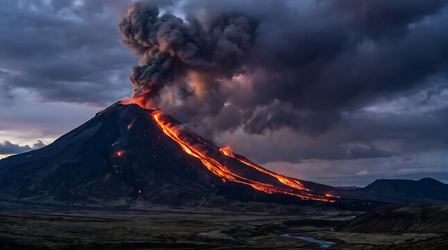 Volcanic eruption a fiery display of nature's power and geological force