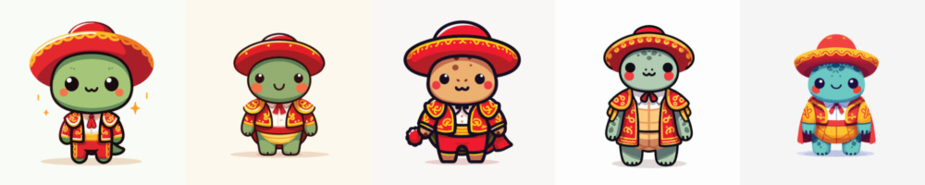 cute turtle vector in Spanish matador costume