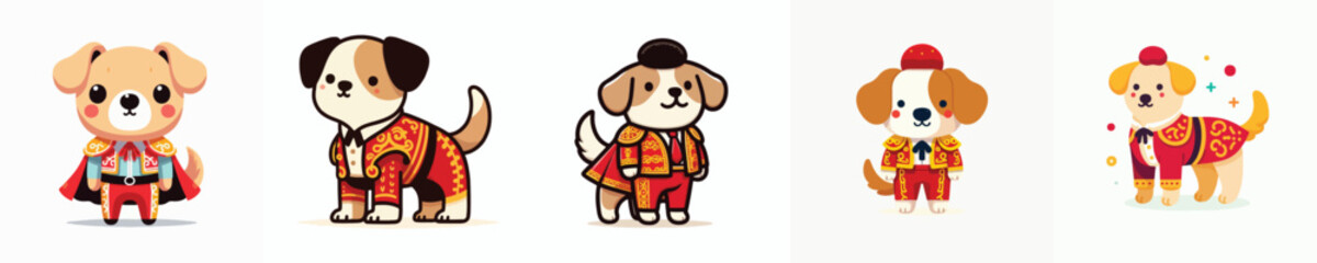 Obraz premium cute dog vector in Spanish matador costume
