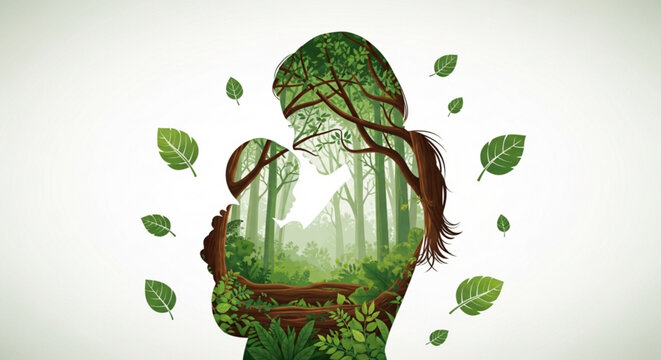Green forest arch nature landscape vector illustration magical environment